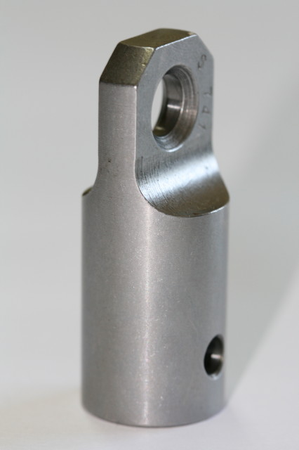 Turned steel clevis with marking